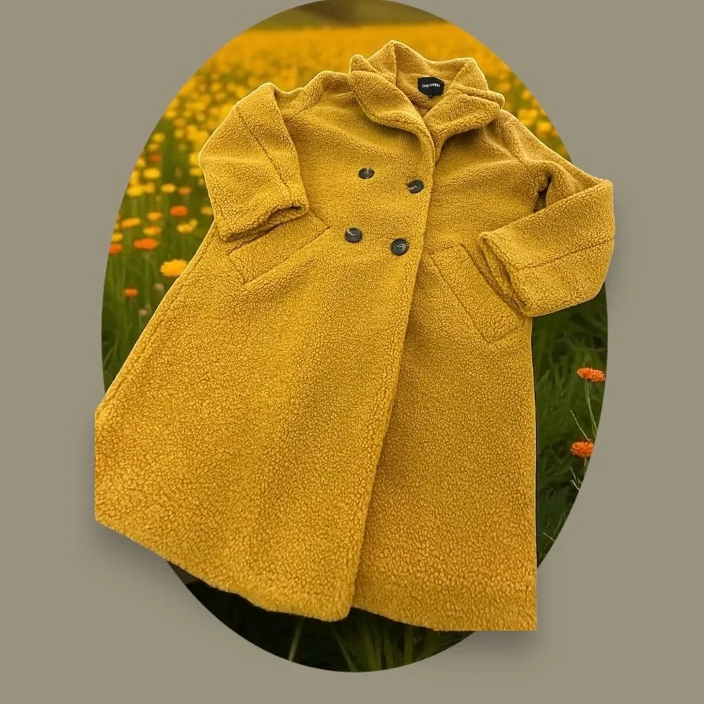 DRIFTWOOD Sherpa Coat. Size: Large 
Dark Mustard Yellow - Picture 5 of 11